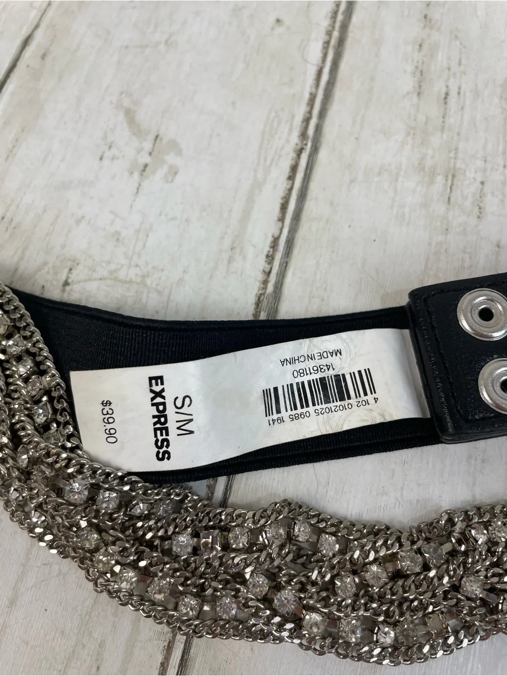 Express Rhinestones Belt Stretch Snap closure Size S/M